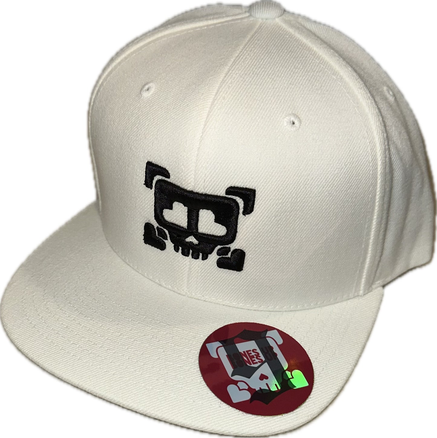 9 Bones Up - 3D Puff "Heart Eyes Skull" B-Side Cap - Snapback(Black)- Flat Brim