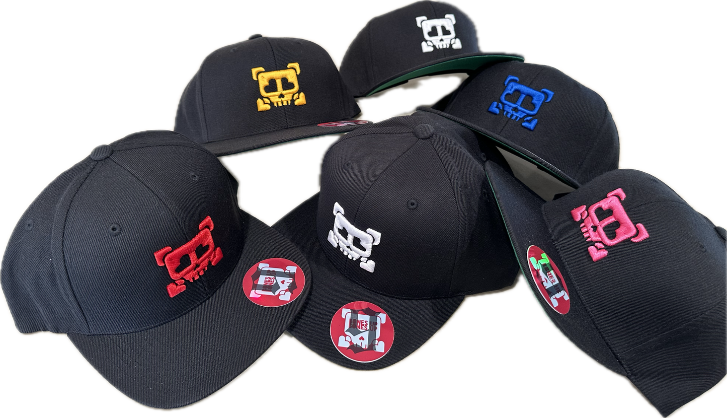 9 Bones Up - 3D Puff "Heart Eyes Skull" B-Side Cap - FlexFit(Black)- Curved Brim