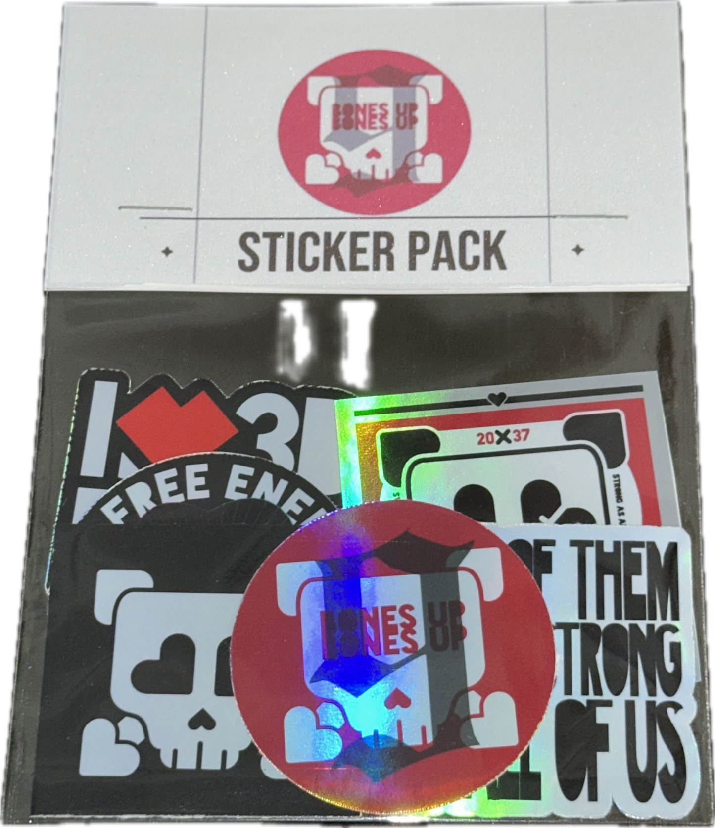 9 Bones Up “Sticker Pack” (6 Stickers) - Holographic