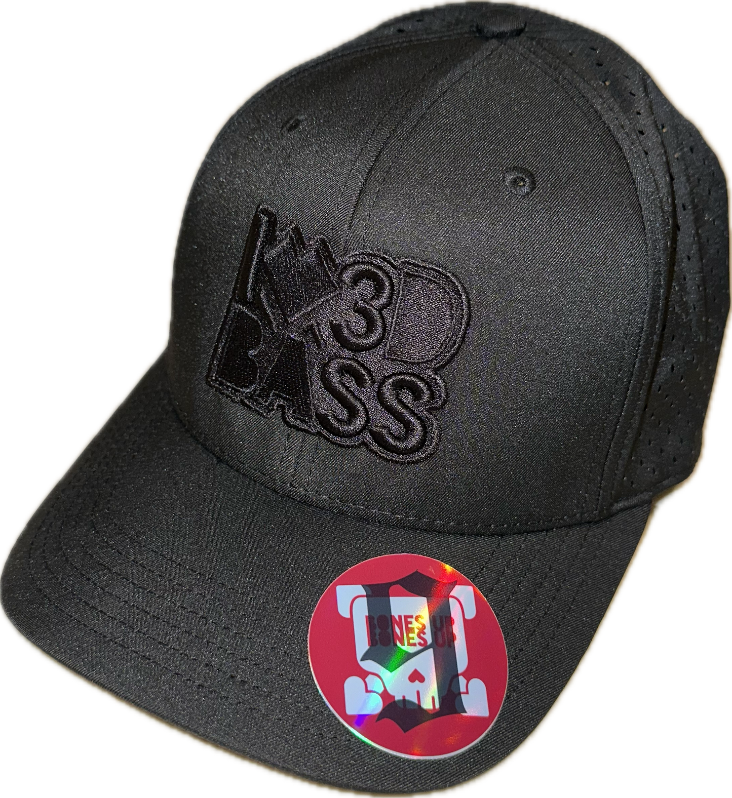 9 Bones Up - 3D Puff "I Love 3D Bass" B-Side Cap - Trucker (Black)- Curved Brim