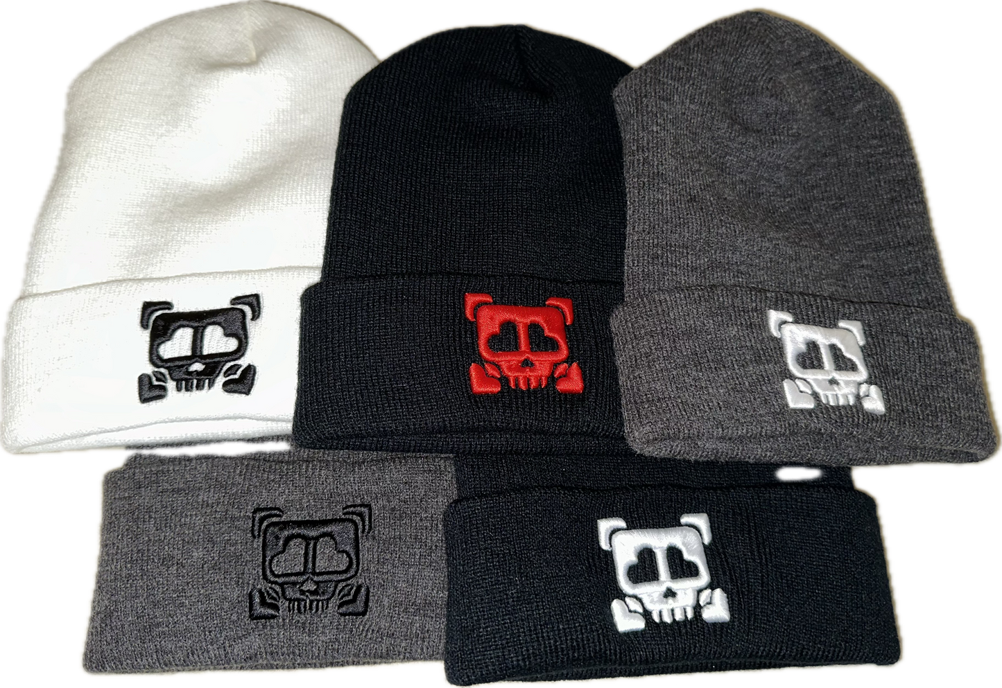 9 Bones Up - 3D Puff "Heart Eyes Skull" B-Side Beanie Cap - Black