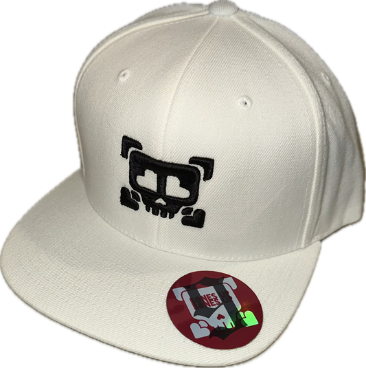 9 Bones Up - 3D Puff "Heart Eyes Skull" B-Side Cap - Snapback(White)- Flat Brim