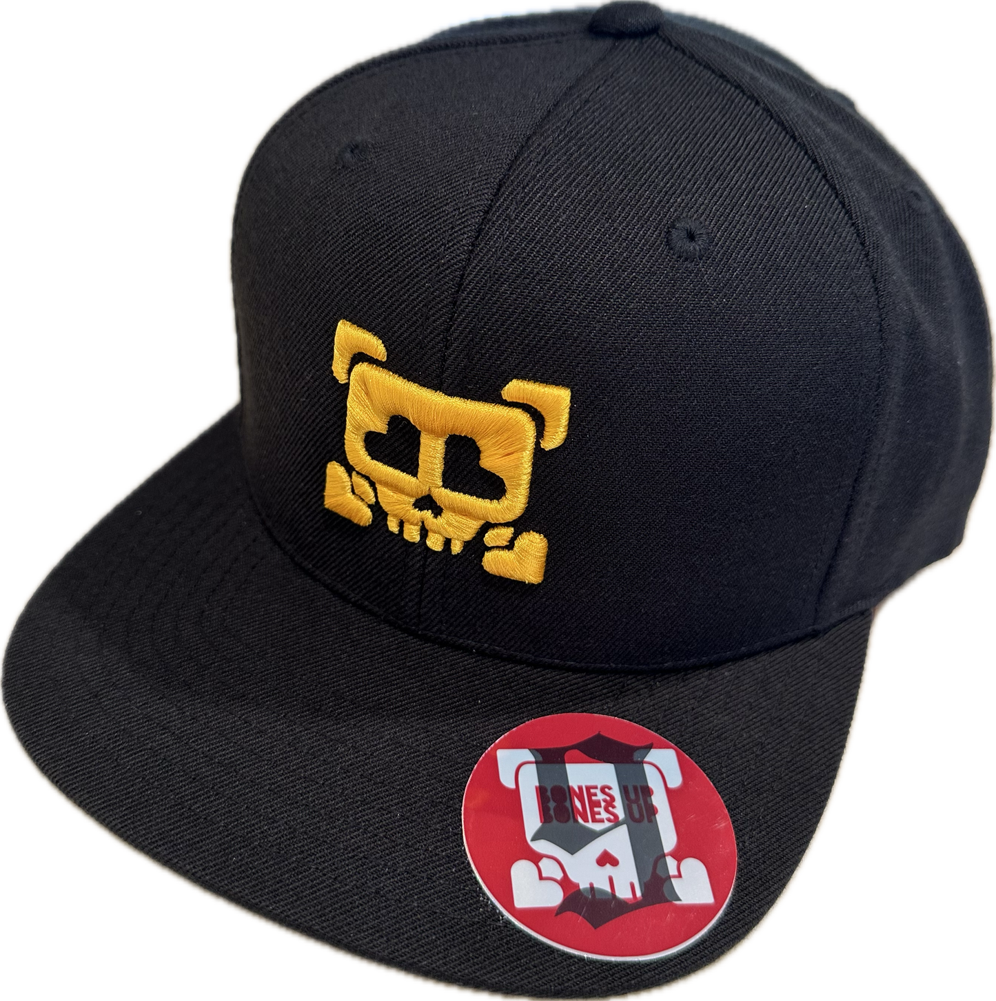 9 Bones Up - 3D Puff "Heart Eyes Skull" B-Side Cap - Snapback(Black)- Flat Brim