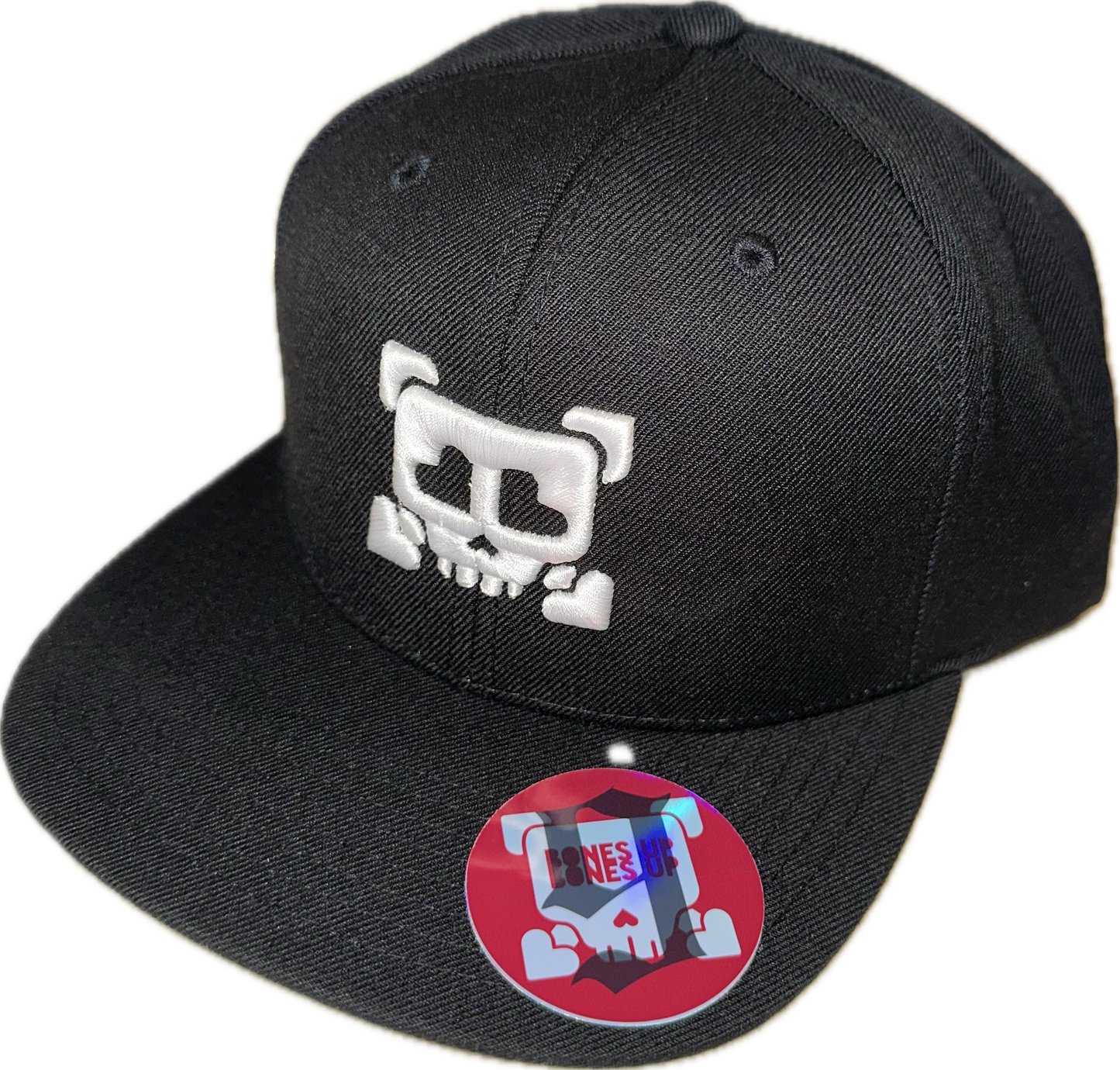 9 Bones Up - 3D Puff "Heart Eyes Skull" B-Side Cap - Snapback(Black)- Flat Brim