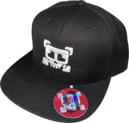 9 Bones Up - 3D Puff "Heart Eyes Skull" B-Side Cap - Snapback(Black)- Flat Brim